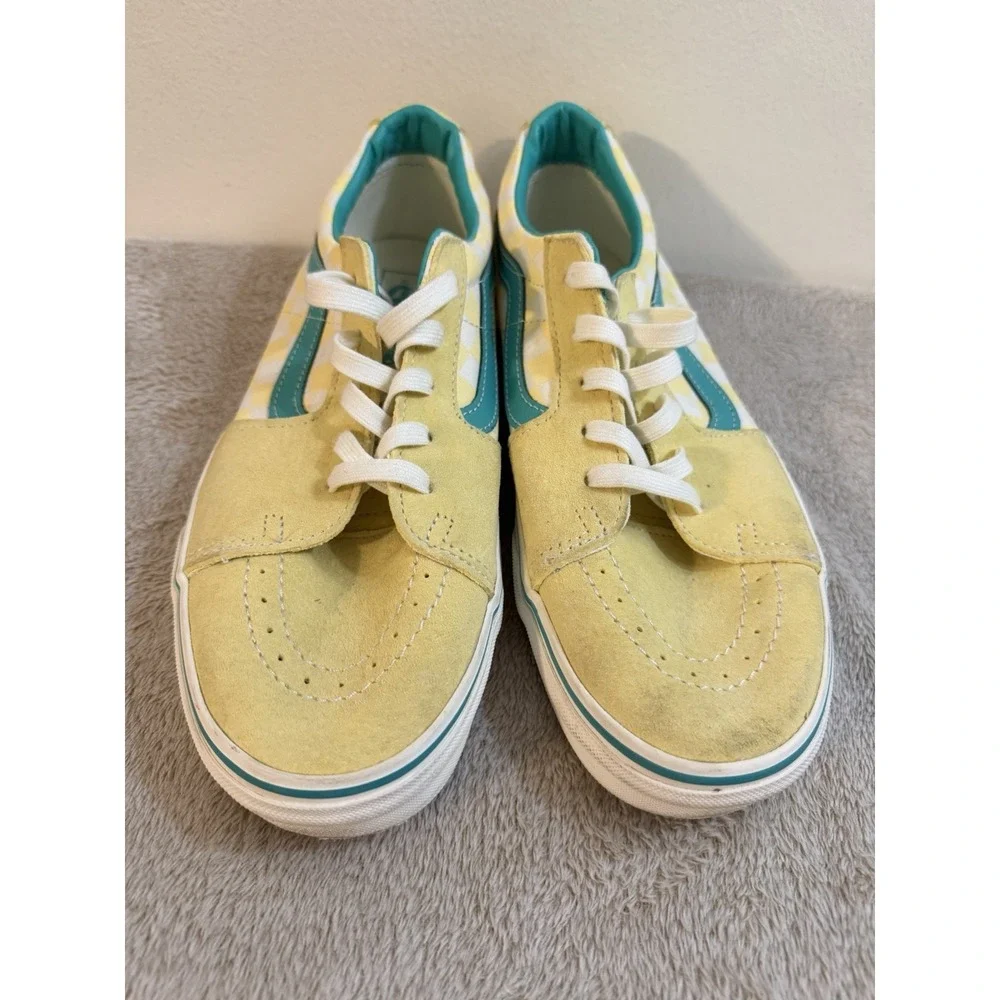 Vans SK8 Low Yellow Green Checkerboard Casual Skater Sneaker Shoes Men's Size 11